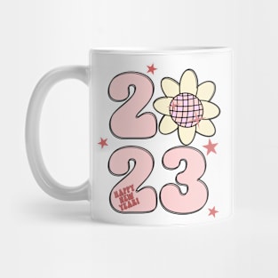 Retro New Year 2023 Design, Groovy New Year 2023 Disco Ball Pastel Pink Mug